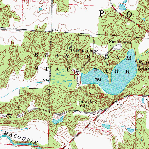 Topographic Map of Beaver Dam State Park, IL
