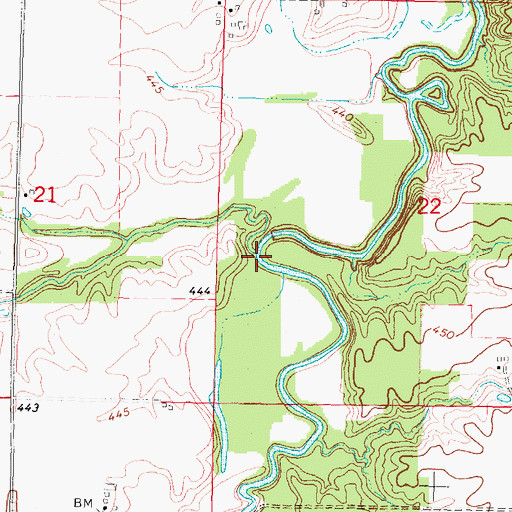 Topographic Map of Beaver Pond Creek, IL