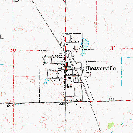 Topographic Map of Beaverville, IL