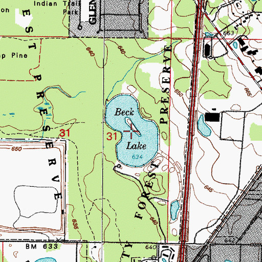 Topographic Map of Beck Lake, IL