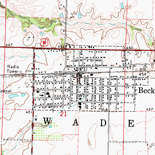 Topographic Map of Beckemeyer, IL