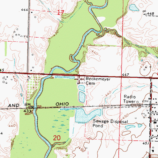 Topographic Map of Beckemeyer Cemetery, IL