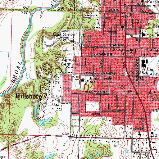 Topographic Map of Beckemeyer Elementary School, IL