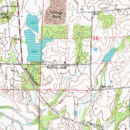 Topographic Map of Becker Cemetery, IL