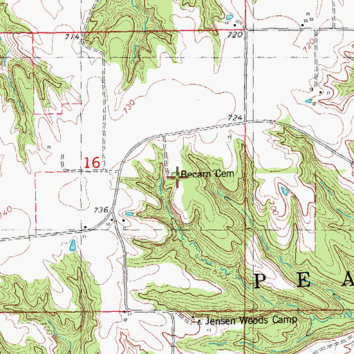 Topographic Map of Becam Cemetery, IL