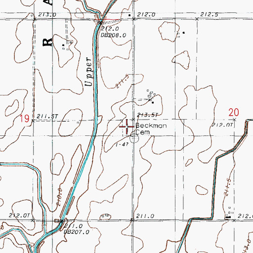 Topographic Map of Beckman Cemetery, IL
