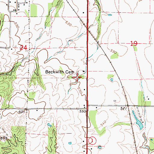 Topographic Map of Beckwith Cemetery, IL