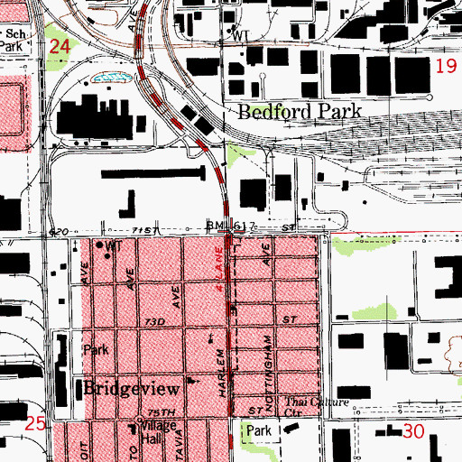 Topographic Map of Bedford Park, IL