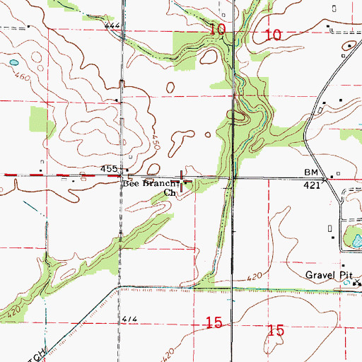Topographic Map of Bee Branch Church, IL