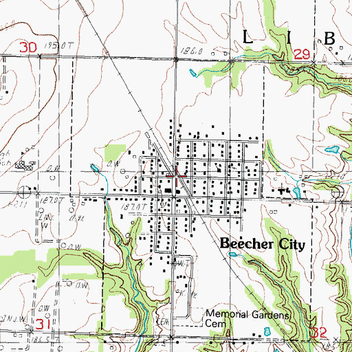 Topographic Map of Beecher City, IL