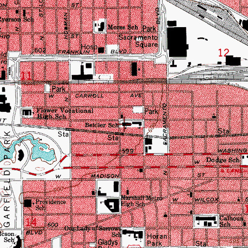 Topographic Map of Beidler Elementary School, IL