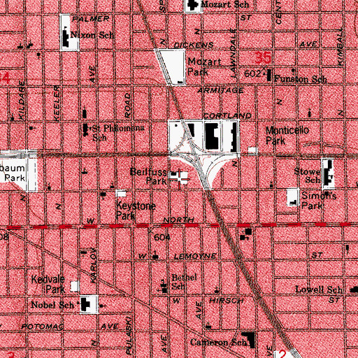Topographic Map of Beilfuss Park, IL