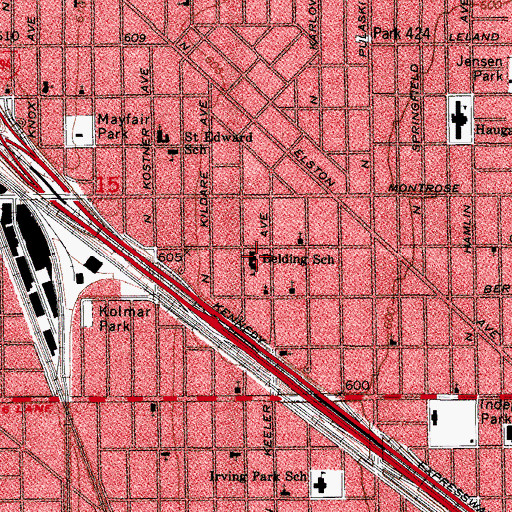 Topographic Map of Belding Elementary School, IL