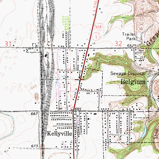 Topographic Map of Belgium, IL