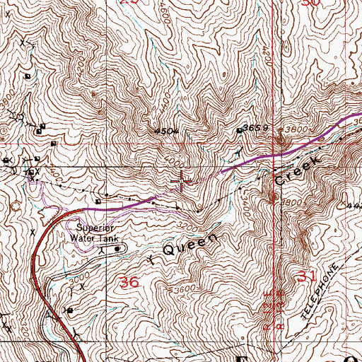 Topographic Map of Queen Creek Tunnel, AZ