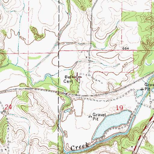 Topographic Map of Bell Cemetery, IL