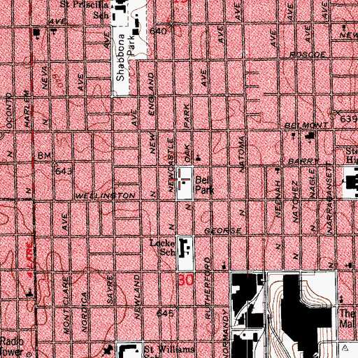 Topographic Map of Bell Park, IL
