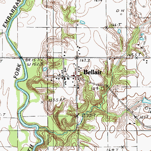 Topographic Map of Bellair, IL