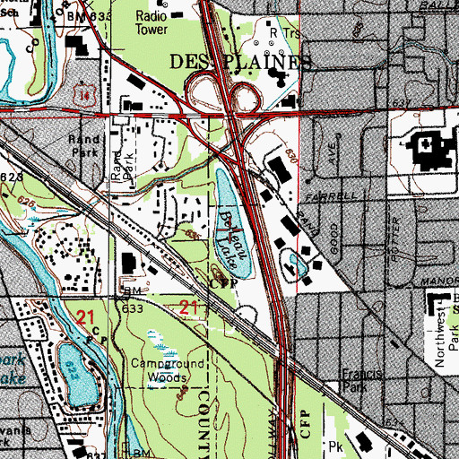 Topographic Map of Belleau Lake, IL