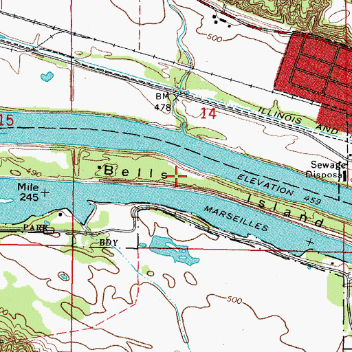 Topographic Map of Bells Island, IL
