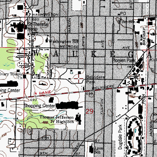 Topographic Map of Belvidere Park, IL