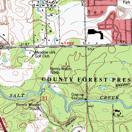 Topographic Map of Bemis Woods North, IL