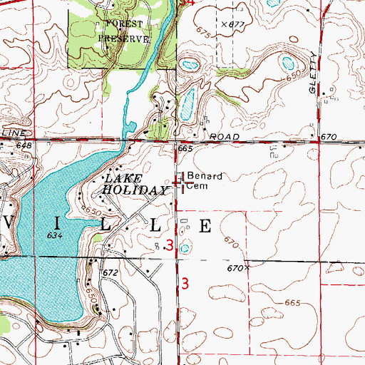 Topographic Map of Benard Cemetery, IL
