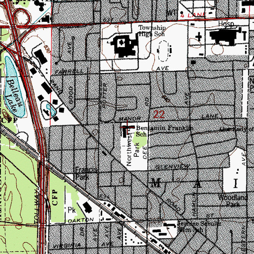 Topographic Map of Franklin Elementary School, IL