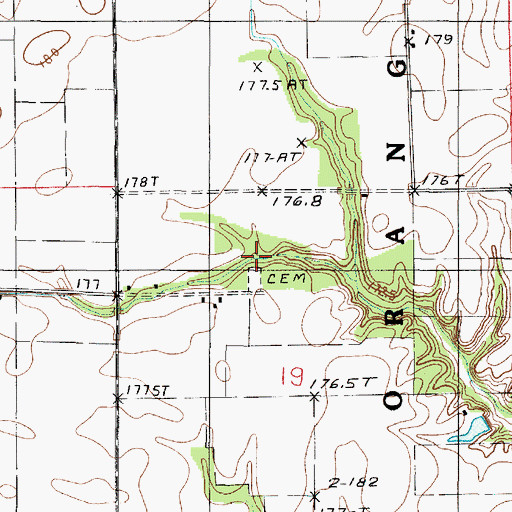 Topographic Map of Bennett Cemetery, IL