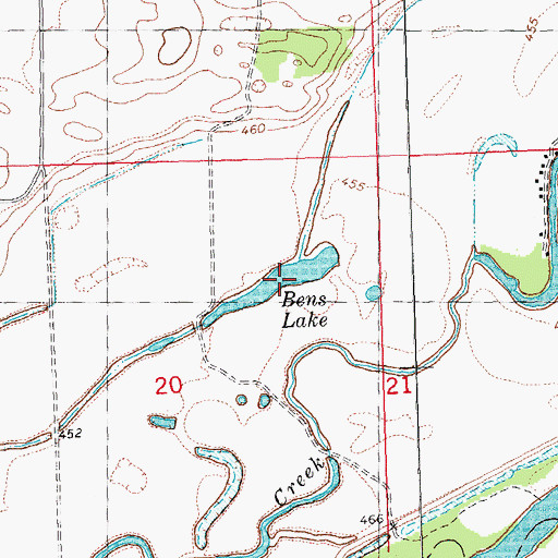 Topographic Map of Bens Lake, IL