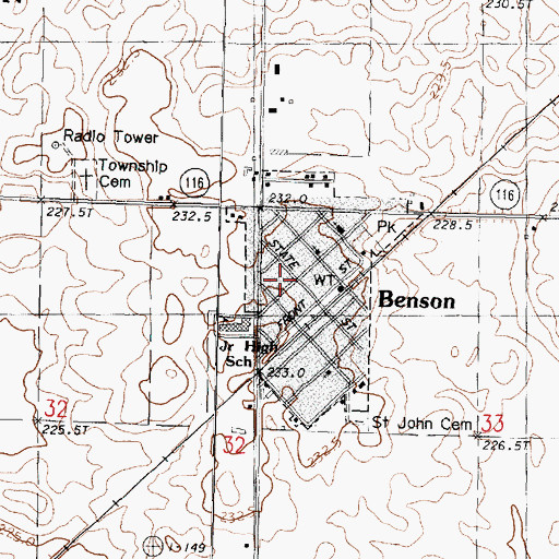 Topographic Map of Benson, IL