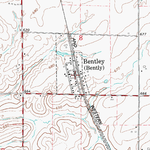 Topographic Map of Bentley, IL