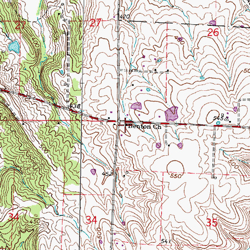 Topographic Map of Benton Church, IL