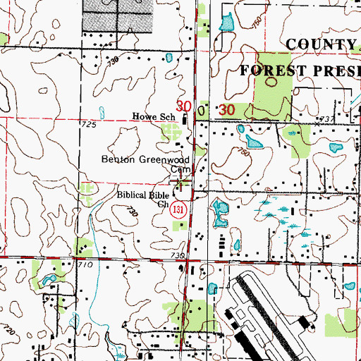Topographic Map of Benton Greenwood Cemetery, IL
