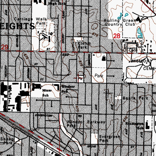 Topographic Map of Berbecker Park, IL
