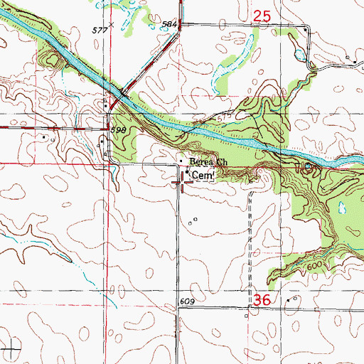 Topographic Map of Berea Church, IL
