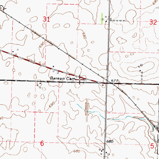 Topographic Map of Bereans Cemetery, IL