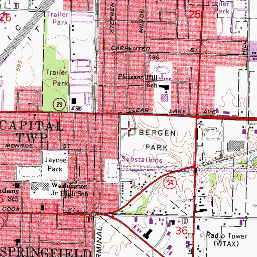 Topographic Map of Bergen Park, IL