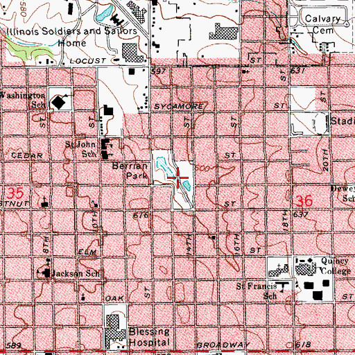 Topographic Map of Berrian Park, IL
