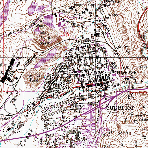 Topographic Map of Roosevelt Elementary School, AZ