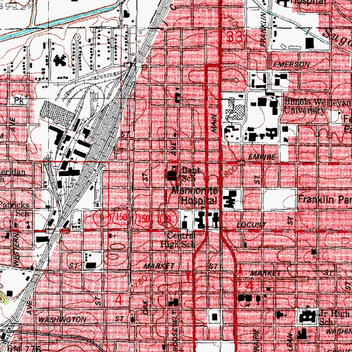 Topographic Map of Bent Elementary School, IL