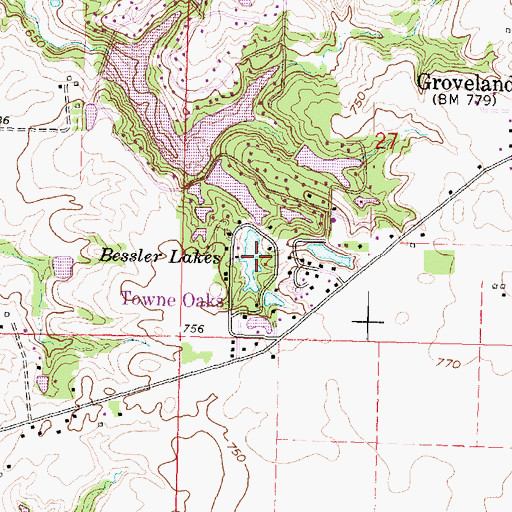 Topographic Map of Bessler Lakes, IL