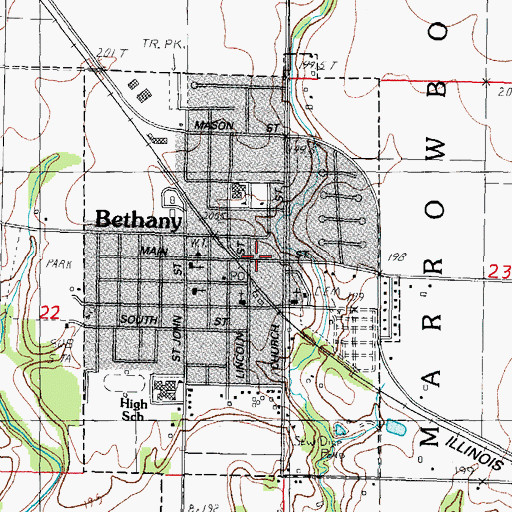 Topographic Map of Bethany, IL