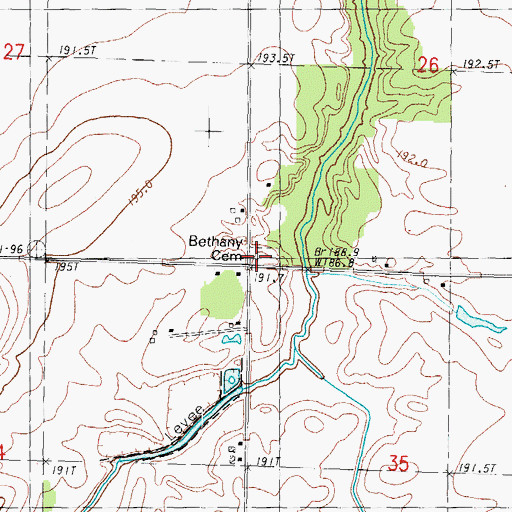 Topographic Map of Bethany Cemetery, IL