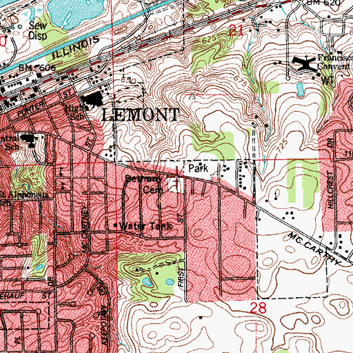 Topographic Map of Bethany Lutheran Cemetery, IL