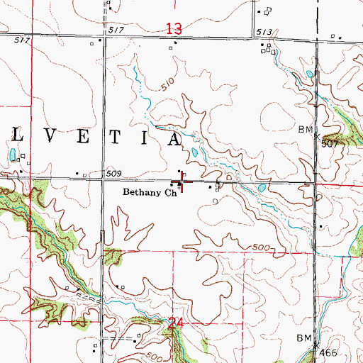 Topographic Map of Bethany Church, IL