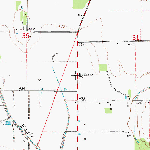 Topographic Map of Bethany Church, IL