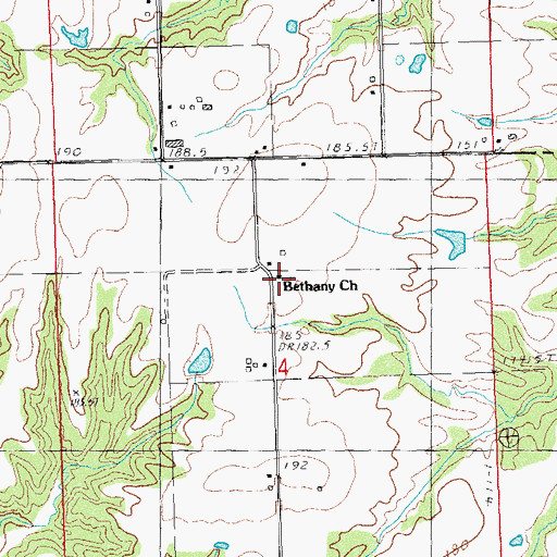 Topographic Map of Bethany Baptist Church, IL