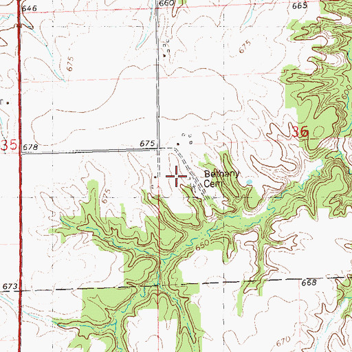 Topographic Map of Bethany Church (historical), IL