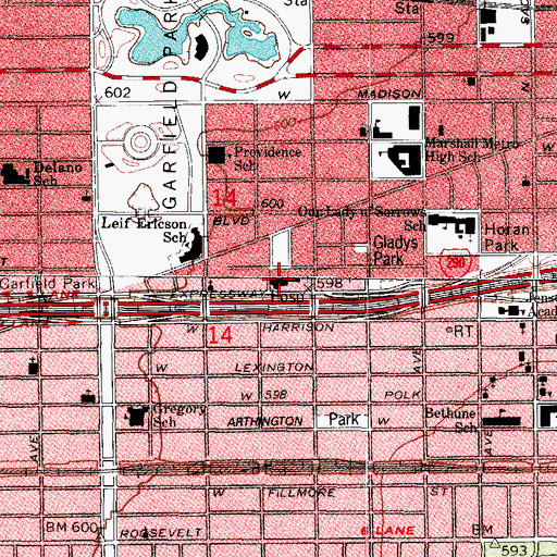 Topographic Map of RML Specialty Hospital, IL